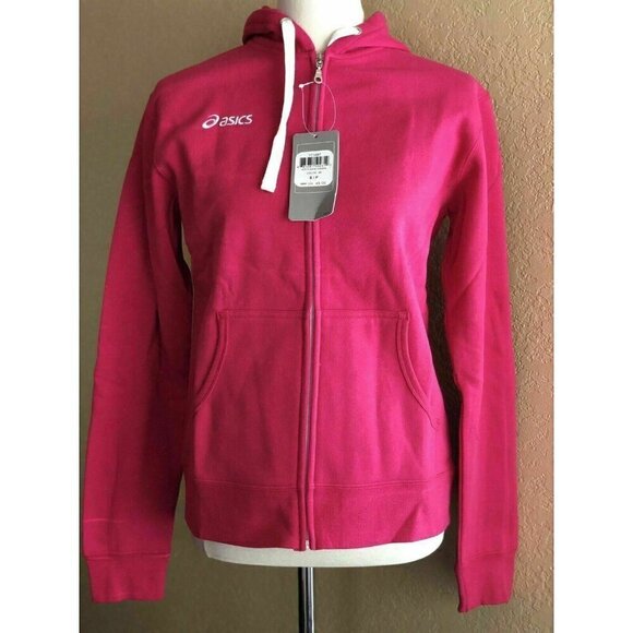 Asics Women's Pink Cotton Blend Zip Hoodie YT1487 Jacket Size XS S - Picture 8 of 16